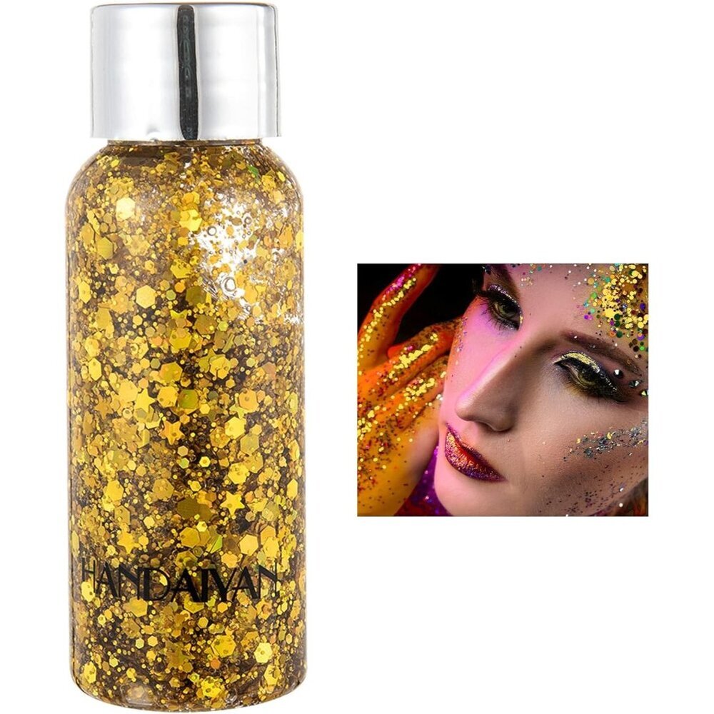 Body Glitter Gel Face and Body Makeup Liquid Long Lasting Gold Mermaid Scales